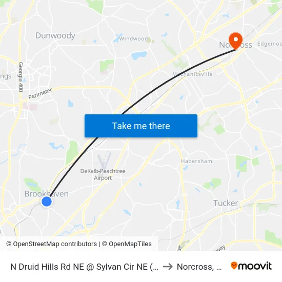 N Druid Hills Rd NE @ Sylvan Cir NE (N) to Norcross, GA map