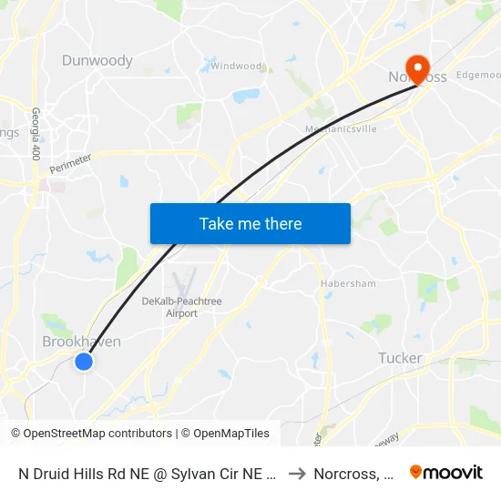 N Druid Hills Rd NE @ Sylvan Cir NE (S) to Norcross, GA map