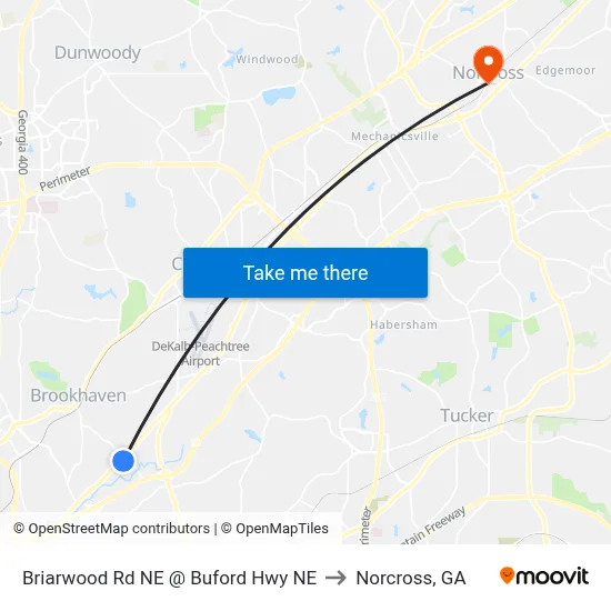 Briarwood Rd NE @ Buford Hwy NE to Norcross, GA map