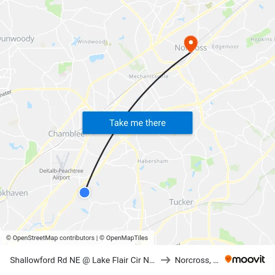 Shallowford Rd NE @ Lake Flair Cir NE (N) to Norcross, GA map