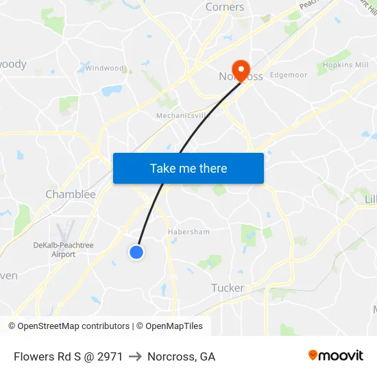 Flowers Rd S @ 2971 to Norcross, GA map