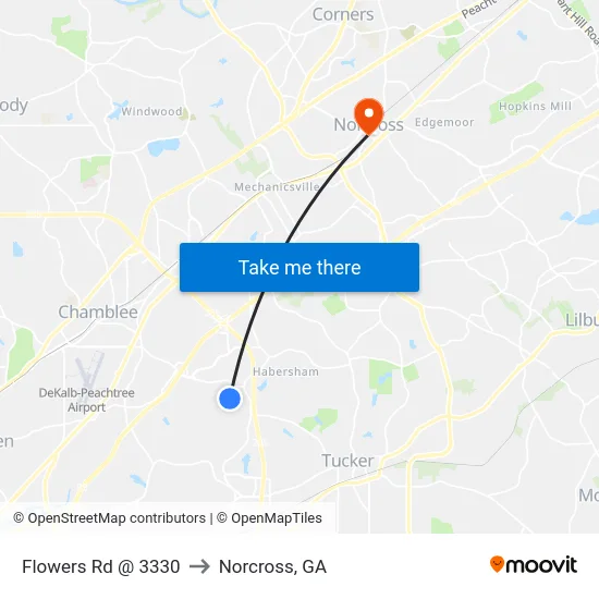 Flowers Rd @ 3330 to Norcross, GA map