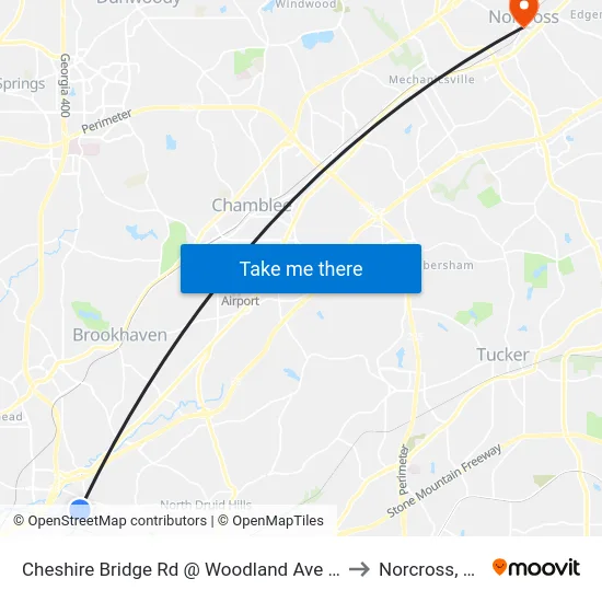 Cheshire Bridge Rd @ Woodland Ave NE to Norcross, GA map