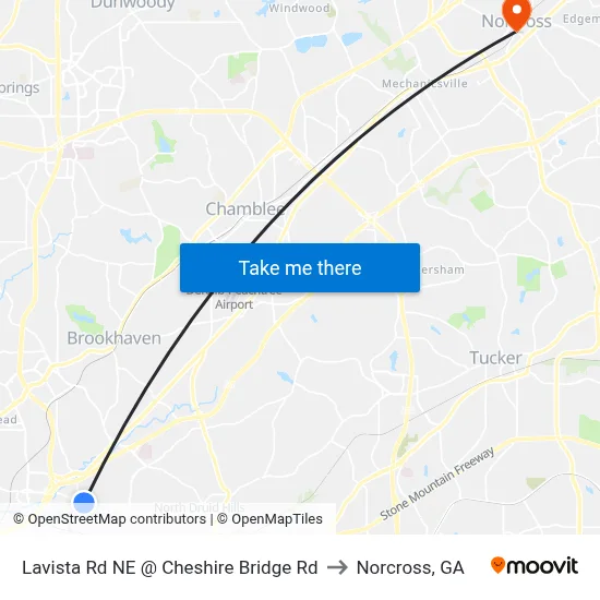 Lavista Rd NE @ Cheshire Bridge Rd to Norcross, GA map