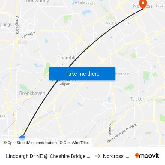 Lindbergh Dr NE @ Cheshire Bridge Rd to Norcross, GA map