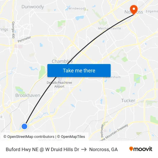 Buford Hwy NE @ W Druid Hills Dr to Norcross, GA map