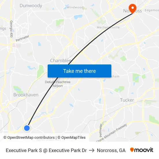 Executive Park S @ Executive Park Dr to Norcross, GA map