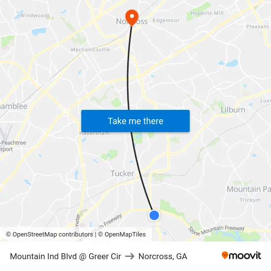 Mountain Ind Blvd @ Greer Cir to Norcross, GA map