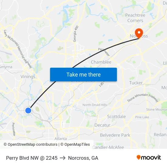 Perry Blvd NW @ 2245 to Norcross, GA map