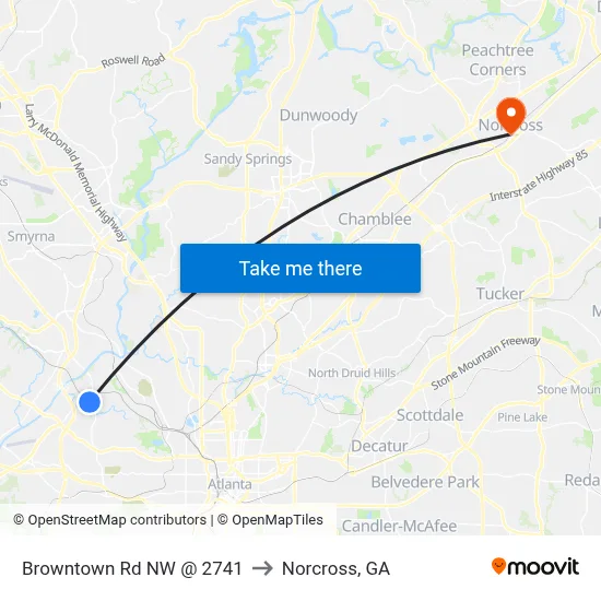Browntown Rd NW @ 2741 to Norcross, GA map
