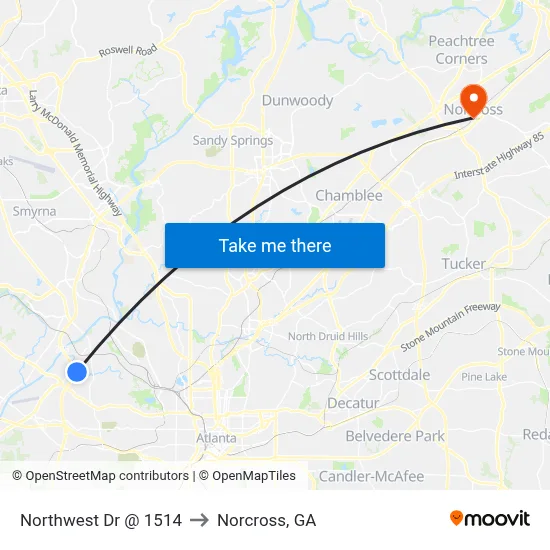 Northwest Dr @ 1514 to Norcross, GA map