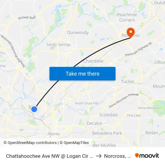 Chattahoochee Ave NW @ Logan Cir NW to Norcross, GA map