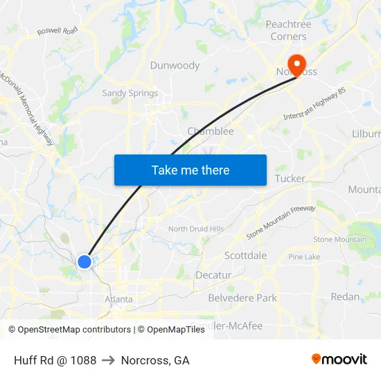 Huff Rd @ 1088 to Norcross, GA map