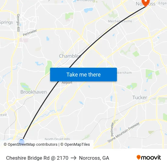 Cheshire Bridge Rd @ 2170 to Norcross, GA map