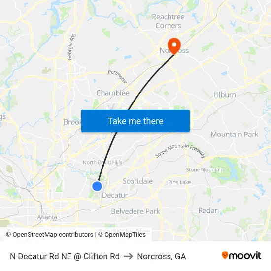N Decatur Rd NE @ Clifton Rd to Norcross, GA map