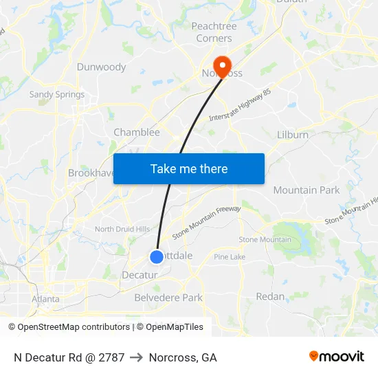 N Decatur Rd @ 2787 to Norcross, GA map