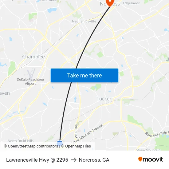Lawrenceville Hwy @ 2295 to Norcross, GA map