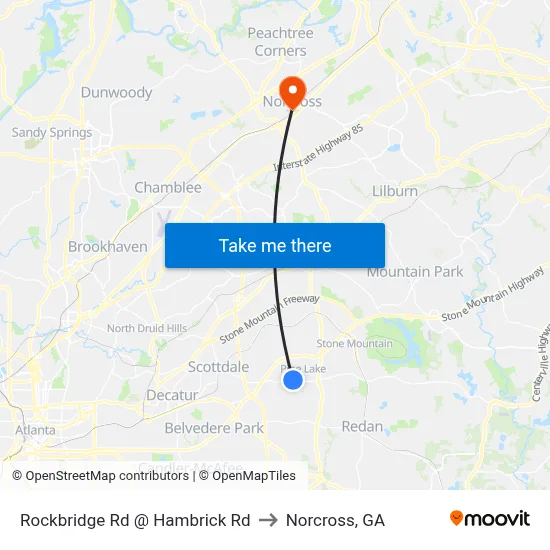 Rockbridge Rd @ Hambrick Rd to Norcross, GA map