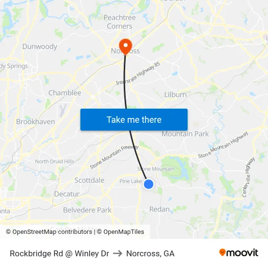 Rockbridge Rd @ Winley Dr to Norcross, GA map