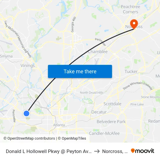 Donald L Hollowell Pkwy @ Peyton Ave NW to Norcross, GA map