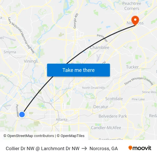 Collier Dr NW @ Larchmont Dr NW to Norcross, GA map