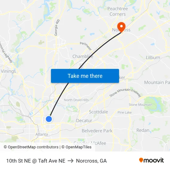 10th St NE @ Taft Ave NE to Norcross, GA map