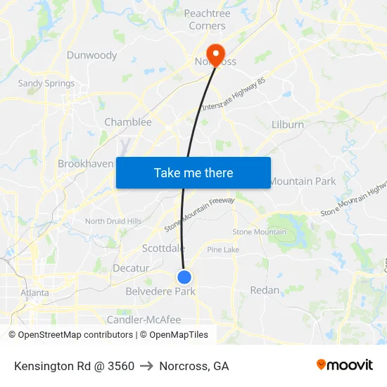 Kensington Rd @ 3560 to Norcross, GA map