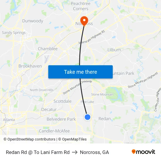 Redan Rd @ To Lani Farm Rd to Norcross, GA map