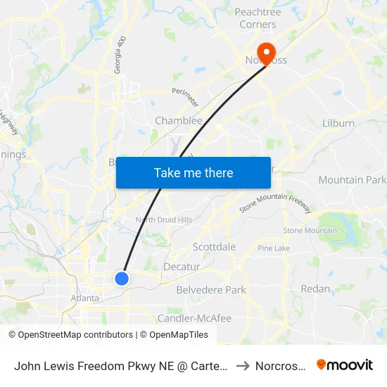 John Lewis Freedom Pkwy NE @ Carter Center Entr to Norcross, GA map