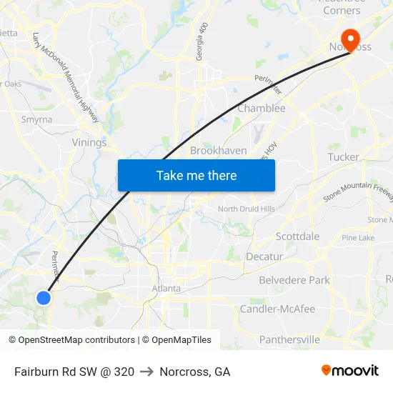 Fairburn Rd SW @ 320 to Norcross, GA map