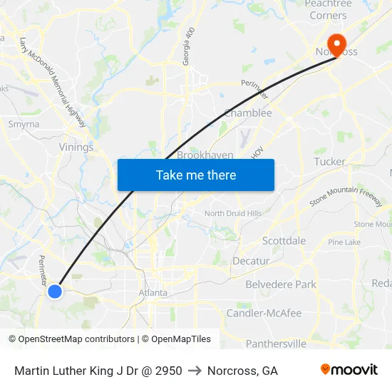Martin Luther King J Dr @ 2950 to Norcross, GA map