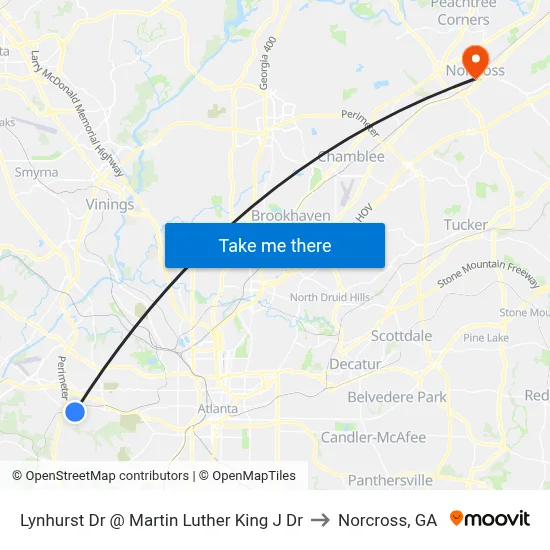 Lynhurst Dr @ Martin Luther King J Dr to Norcross, GA map