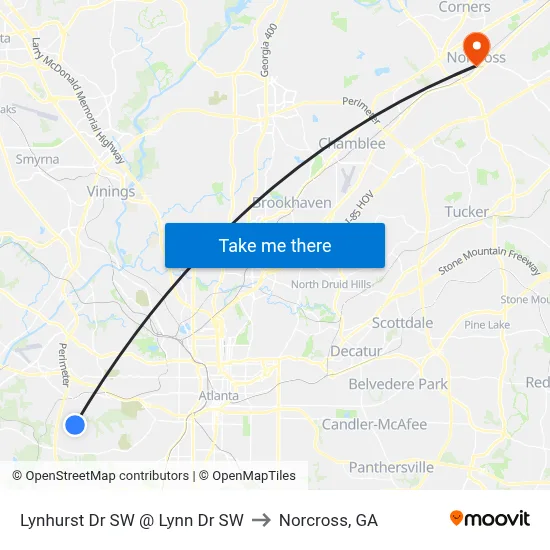 Lynhurst Dr SW @ Lynn Dr SW to Norcross, GA map
