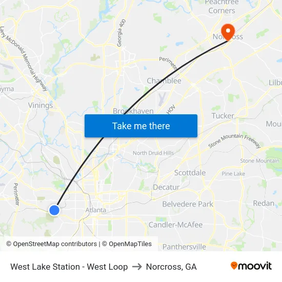 West Lake Station - West Loop to Norcross, GA map