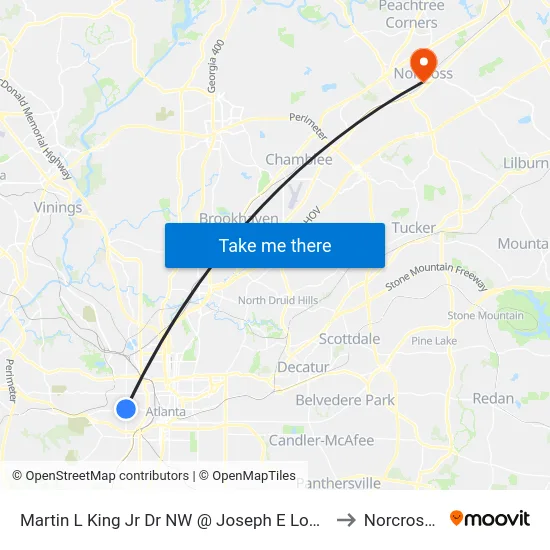 Martin L King Jr Dr NW @ Joseph E Lowery Blvd NW to Norcross, GA map
