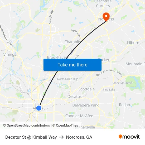 Decatur St @ Kimball Way to Norcross, GA map