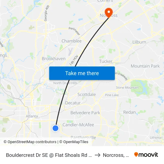 Bouldercrest Dr SE @ Flat Shoals Rd SE to Norcross, GA map
