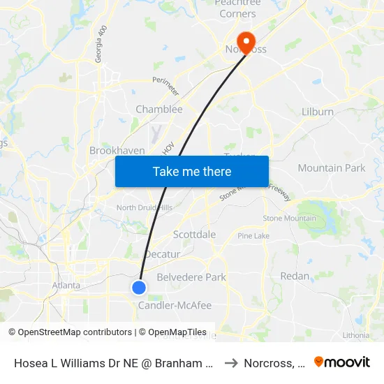 Hosea L Williams Dr NE @ Branham St NE to Norcross, GA map