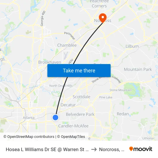 Hosea L Williams Dr SE @ Warren St SE to Norcross, GA map