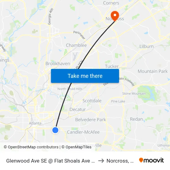 Glenwood Ave SE @ Flat Shoals Ave SE to Norcross, GA map