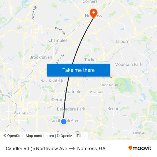 Candler Rd @ Northview Ave to Norcross, GA map