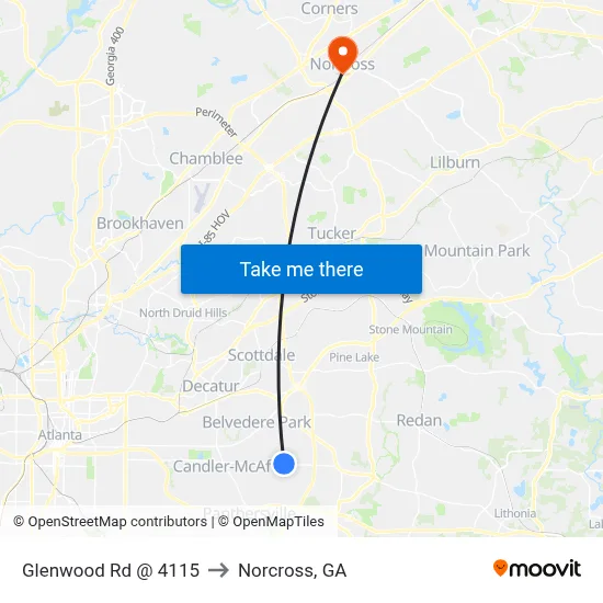 Glenwood Rd @ 4115 to Norcross, GA map