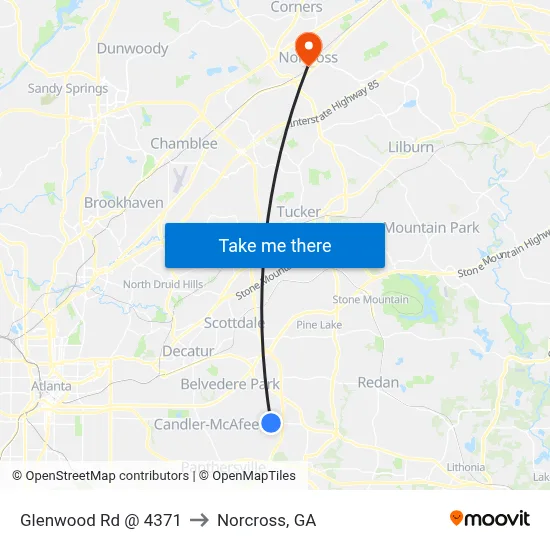 Glenwood Rd @ 4371 to Norcross, GA map