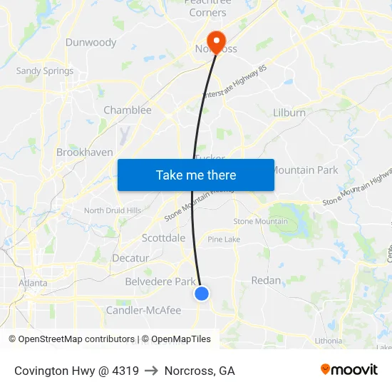 Covington Hwy @ 4319 to Norcross, GA map