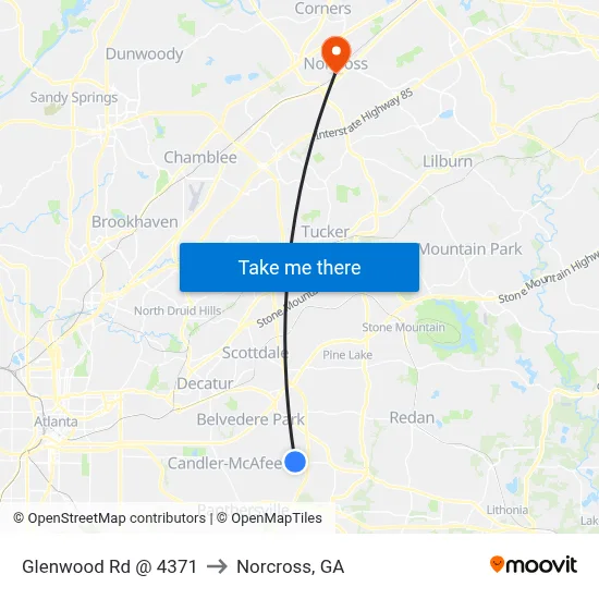 Glenwood Rd @ 4371 to Norcross, GA map