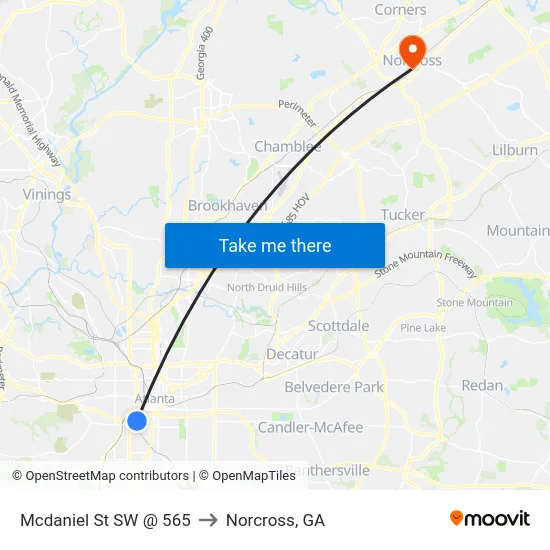 Mcdaniel St SW @ 565 to Norcross, GA map