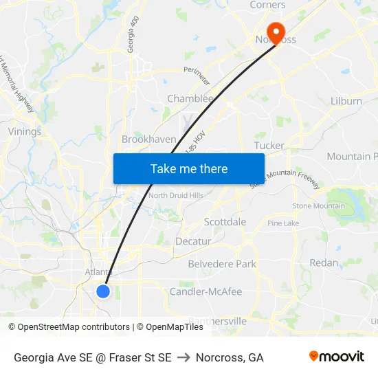 Georgia Ave SE @ Fraser St SE to Norcross, GA map