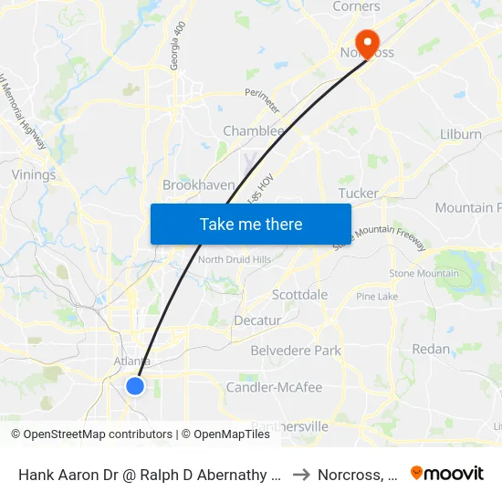 Hank Aaron Dr @ Ralph D Abernathy Blvd to Norcross, GA map