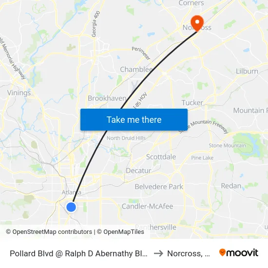 Pollard Blvd @ Ralph D Abernathy Blvd to Norcross, GA map
