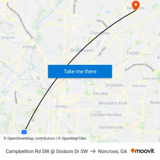 Campbellton Rd SW @ Dodson Dr SW to Norcross, GA map